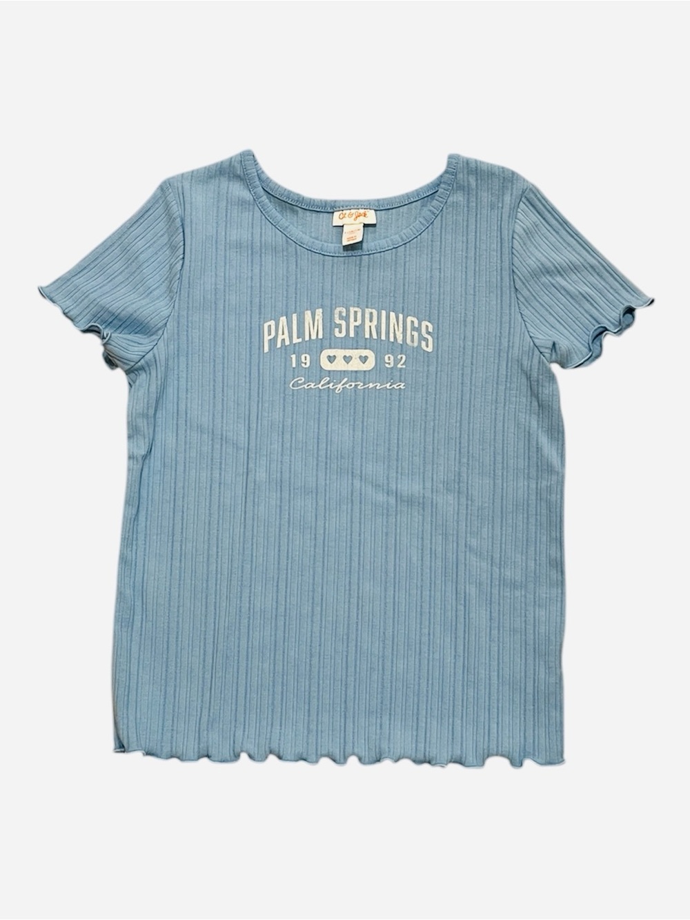 Cat & Jack L(10/12) Ribbed Lettuce Hem Short Sleeve Tee